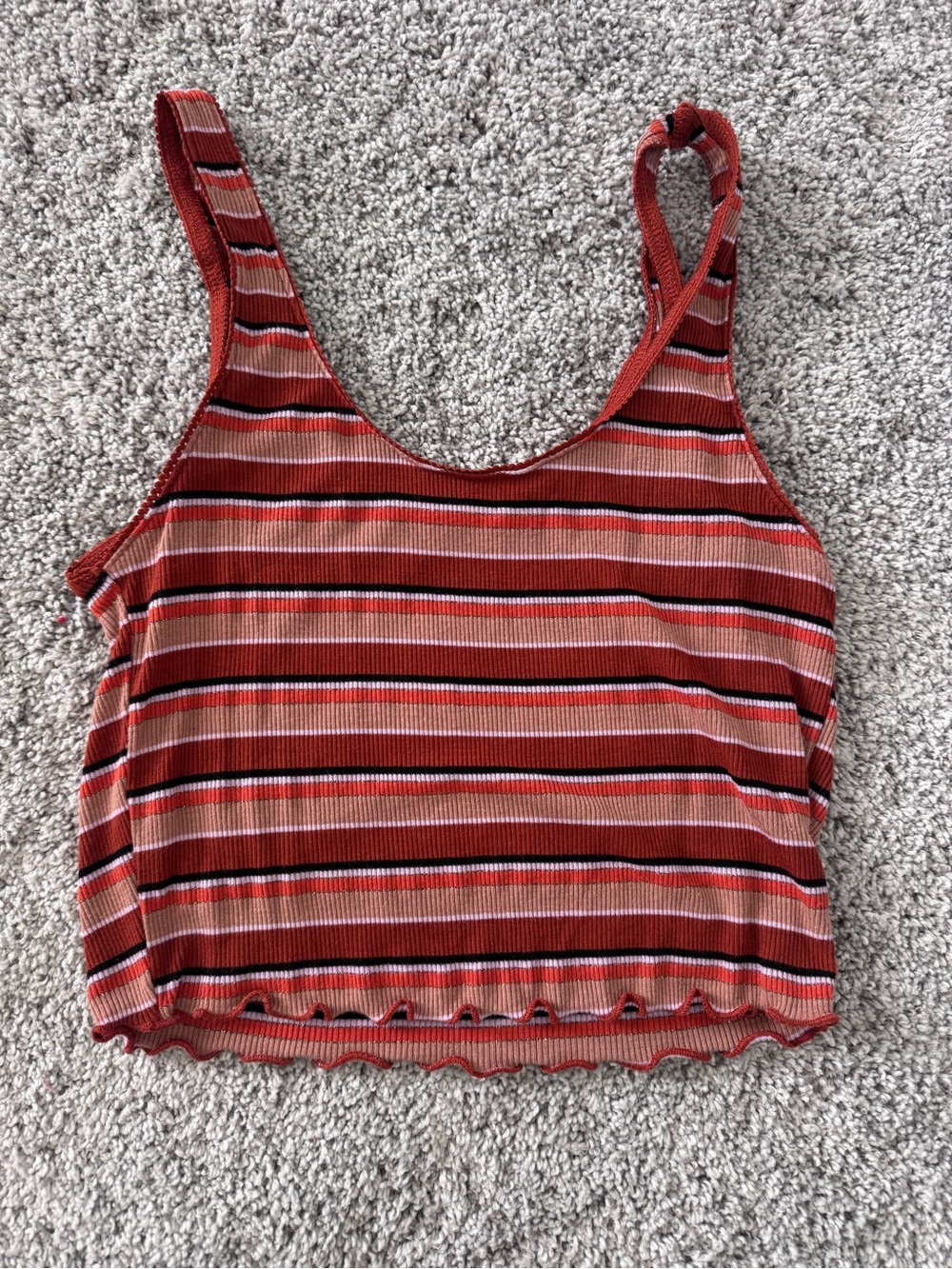 PacSun Red & Pink Striped Ribbed Crop Tank